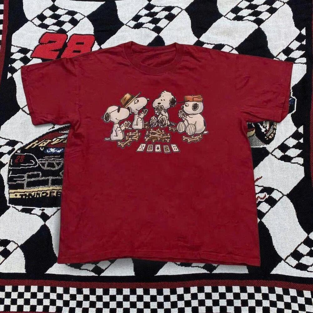 T-Shirt Featuring Snoopy, Woodstock, And Peppermint Patty Playing Cards Tees